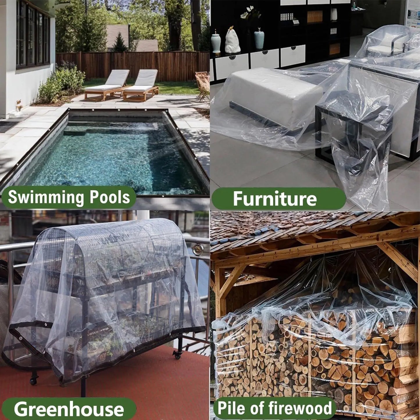 Heavy-Duty Clear PVC Waterproof Tarp | Patio Greenhouse Cover
