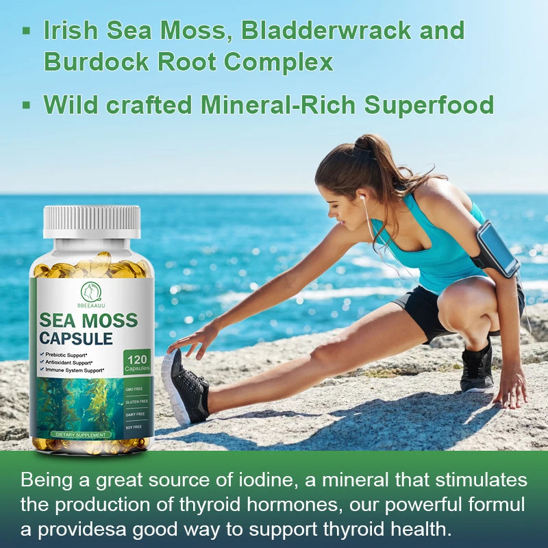 Sea Moss Capsules – Immune, Thyroid & Skin Support Supplement Dietary Supplement Peaceful Pleasures Health and Wellness