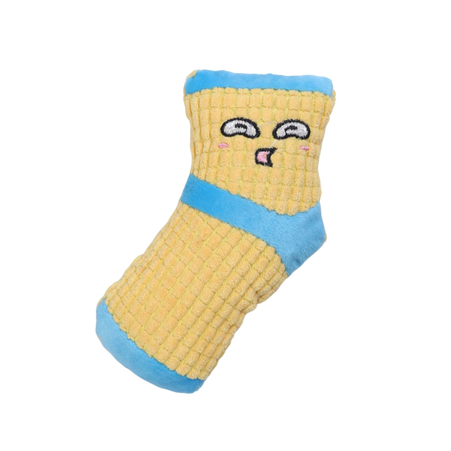 Plush Dog Chew Toys Cute Sock Shape Dog Toys Management Expression Dog Bite Toy for Teething Playing Small Medium Breeds Peaceful Pleasures Health and Wellness YELLOW
