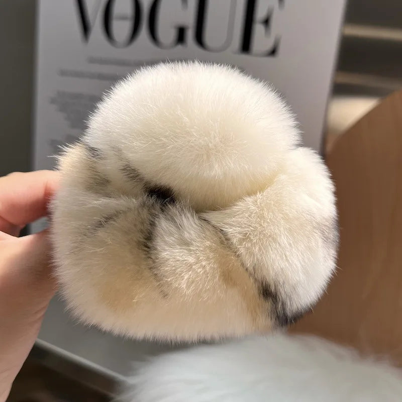 Otter Rabbit Fur Clip Korean Furry Hair Clip Cute Furry Shark Clip Headband Back of The Head Hair Clip Fashionable and Versatile Peaceful Pleasures Health and Wellness S7073-10