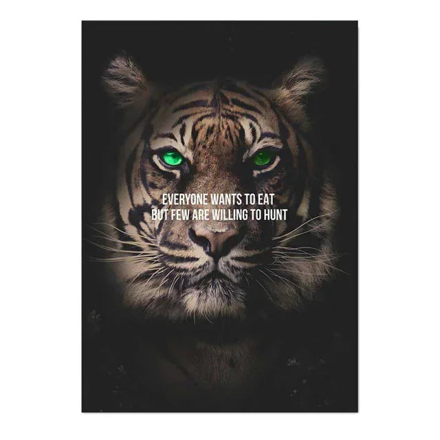 Nordic Lion Tiger Motivational Canvas Wall Art Poster Print Canvas Wall Art Peaceful Pleasures Health and Wellness 9 50x70cm Unframed