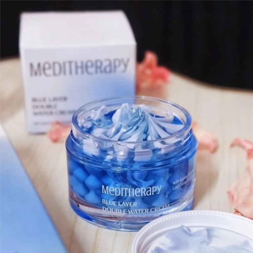 Meditherapy Blue Layer Double Water Cream With Agave Tequilana Leaf Extract Azulene 50g Original Nourish Hydrating Capsule Cream Peaceful Pleasures Health and Wellness