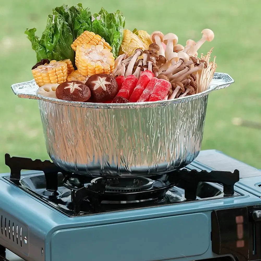 10PCS Disposable Aluminum Foil Pans With Lid Round/Square Food Storage Container BBQ Baking Pans Air Fryer Liners Kitchen Supply Peaceful Pleasures Health and Wellness