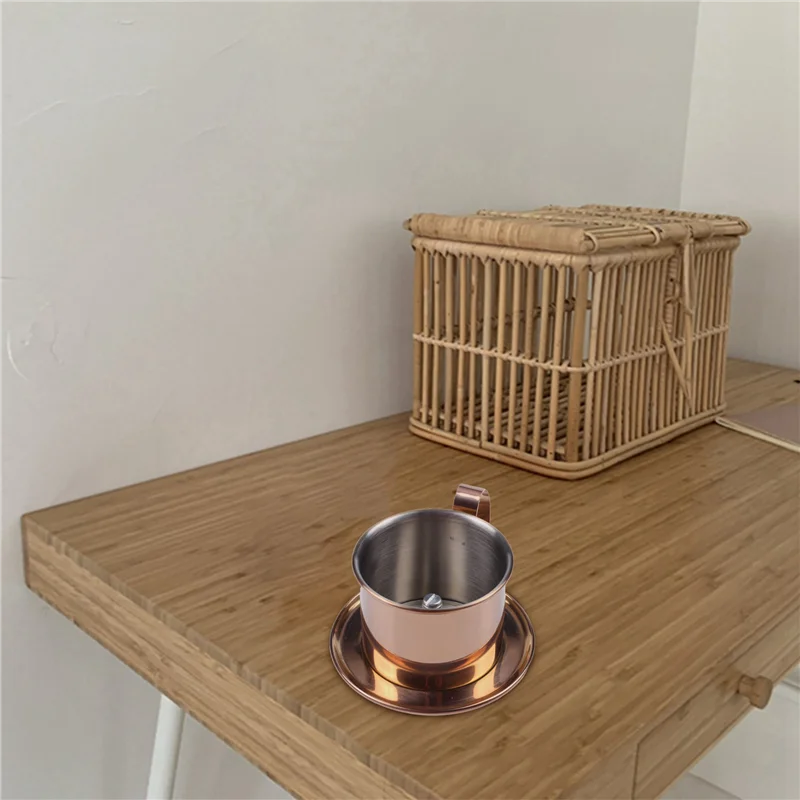 A36T-2X Vietnamese Coffee Filter Single Cup Vietnam Hand Punch Pot Drip Filter Vietnamese Coffee Drip Filter Cup Rose Gold Peaceful Pleasures Health and Wellness Rose gold