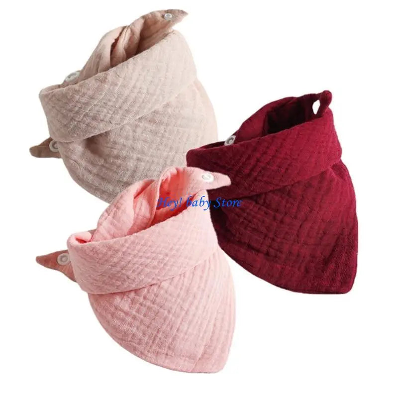 Baby Muslin Drool Bibs 3-Pack | Soft Absorbent Cotton Teething