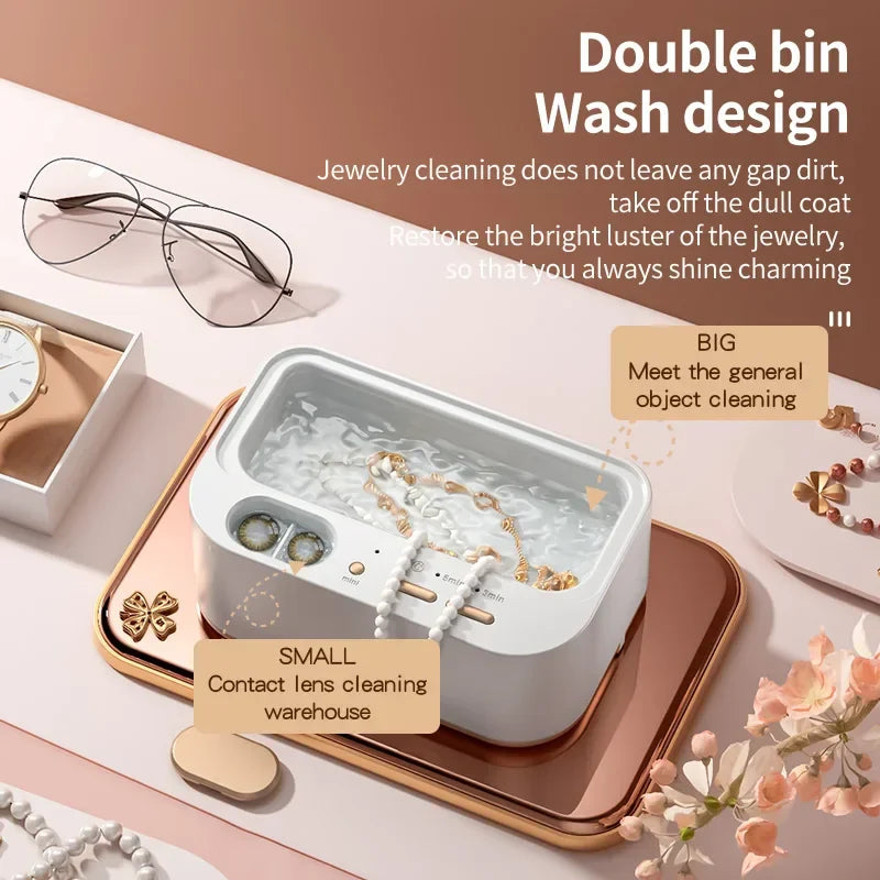 URGGU 48kHz Dual-Bin Ultrasonic Jewelry Cleaner | USB Powered