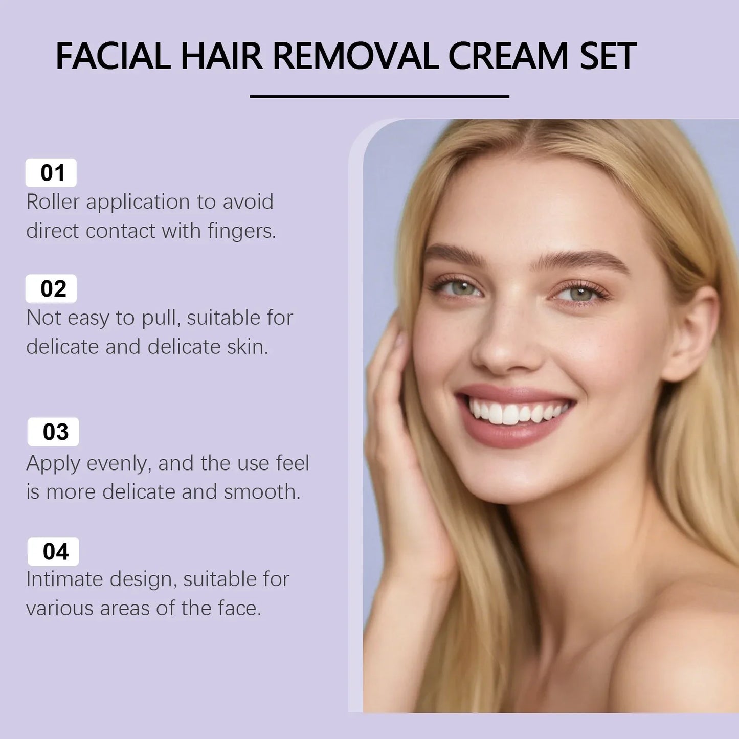 Painless Face & Body Hair Removal Cream + Calming Serum Kit