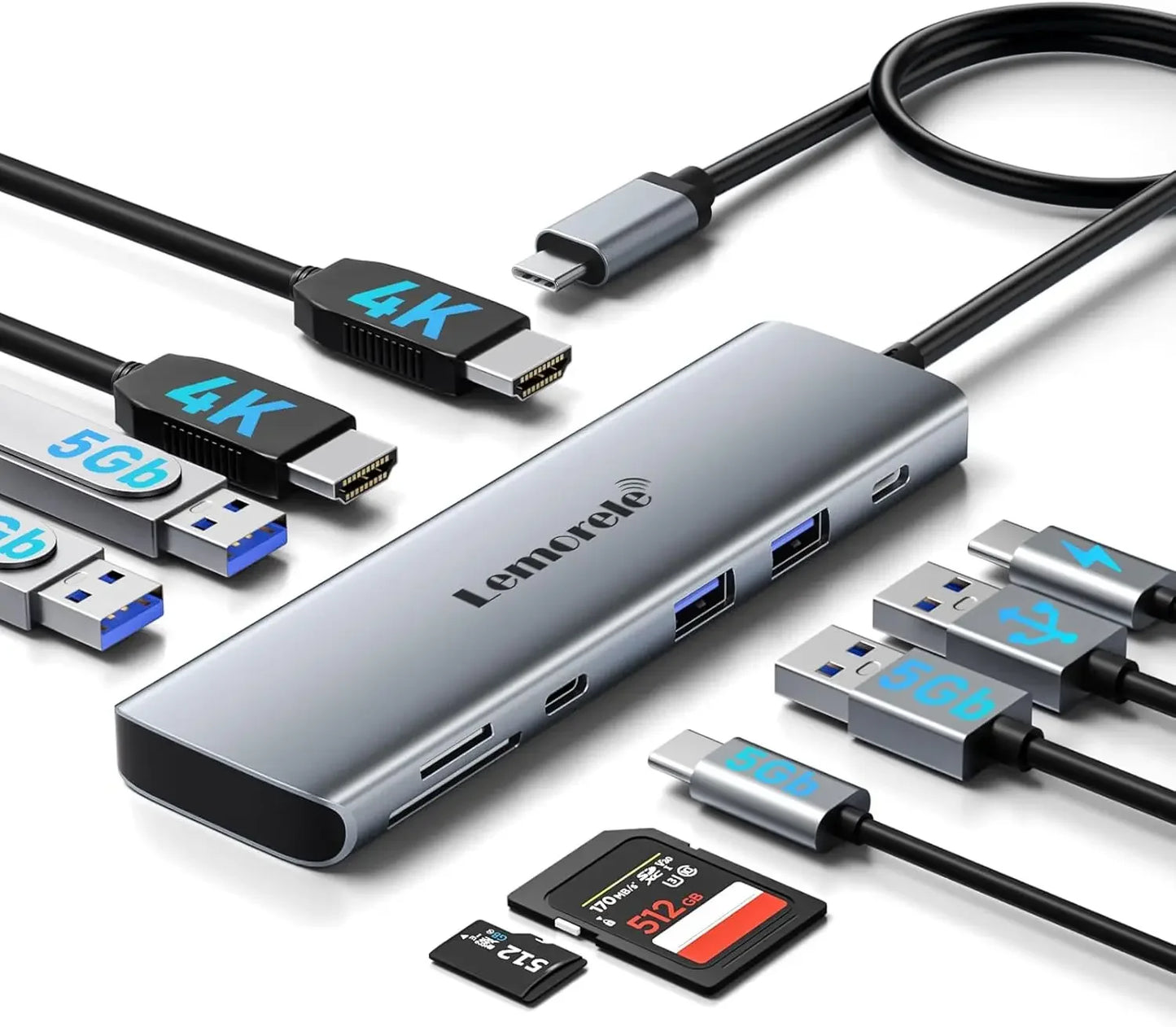 10-in-1 USB C Docking Station with Dual HDMI, PD Charging, 5 USB Ports & SD/TF Reader Peaceful Pleasures Health and Wellness United States