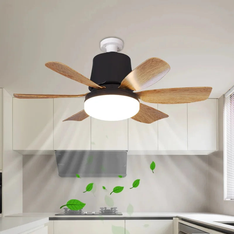 Wood Grain LED Ceiling Fan Light with Remote – RTONTR Modern