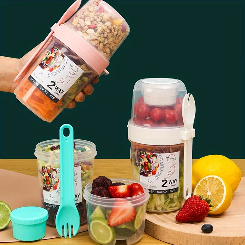 Portable Salad Cup with Lid & Fork | Meal Prep Container
