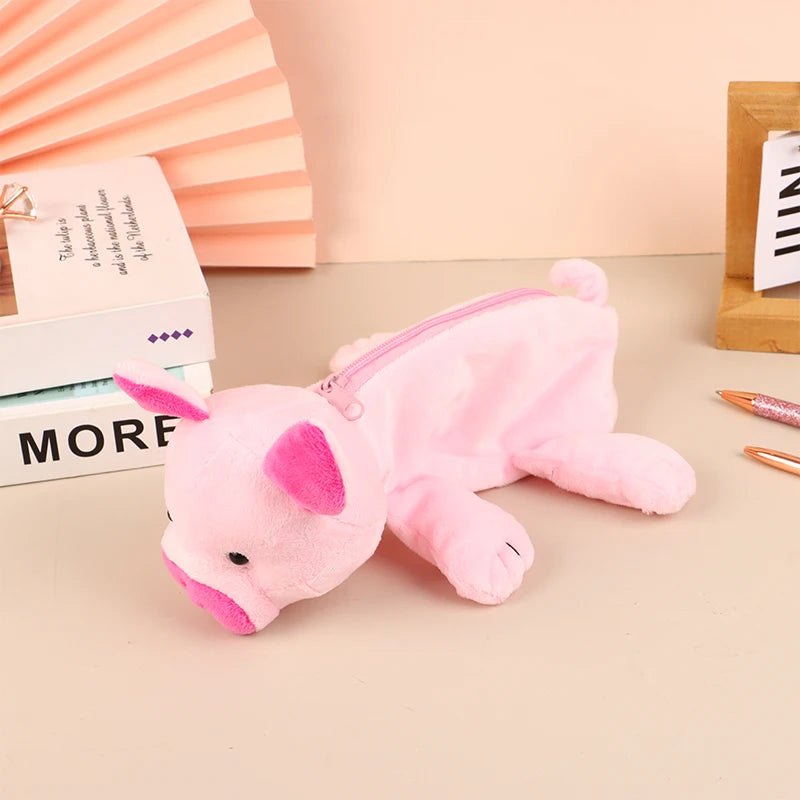 Cute Animal Plush Pencil Case – Lion Tiger Bear Pen Pouch