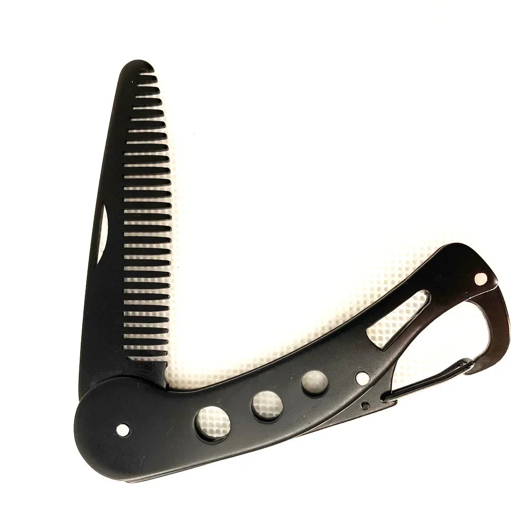 1pc Stainless Steel Folding Comb Men Beard Styling Combs Anti Static Portable Mustache Comb Multifunctional Hairdressing Tools Peaceful Pleasures Health and Wellness 1pc