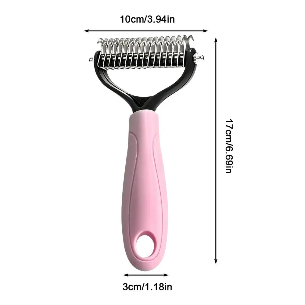 Pet Deshedding Brush & De-Matting Comb for Dogs & Cats