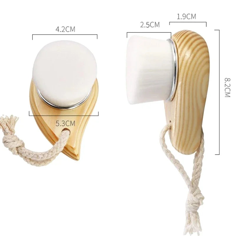 Wooden Handle Facial Cleansing Brush – Soft Microfiber Exfoliator