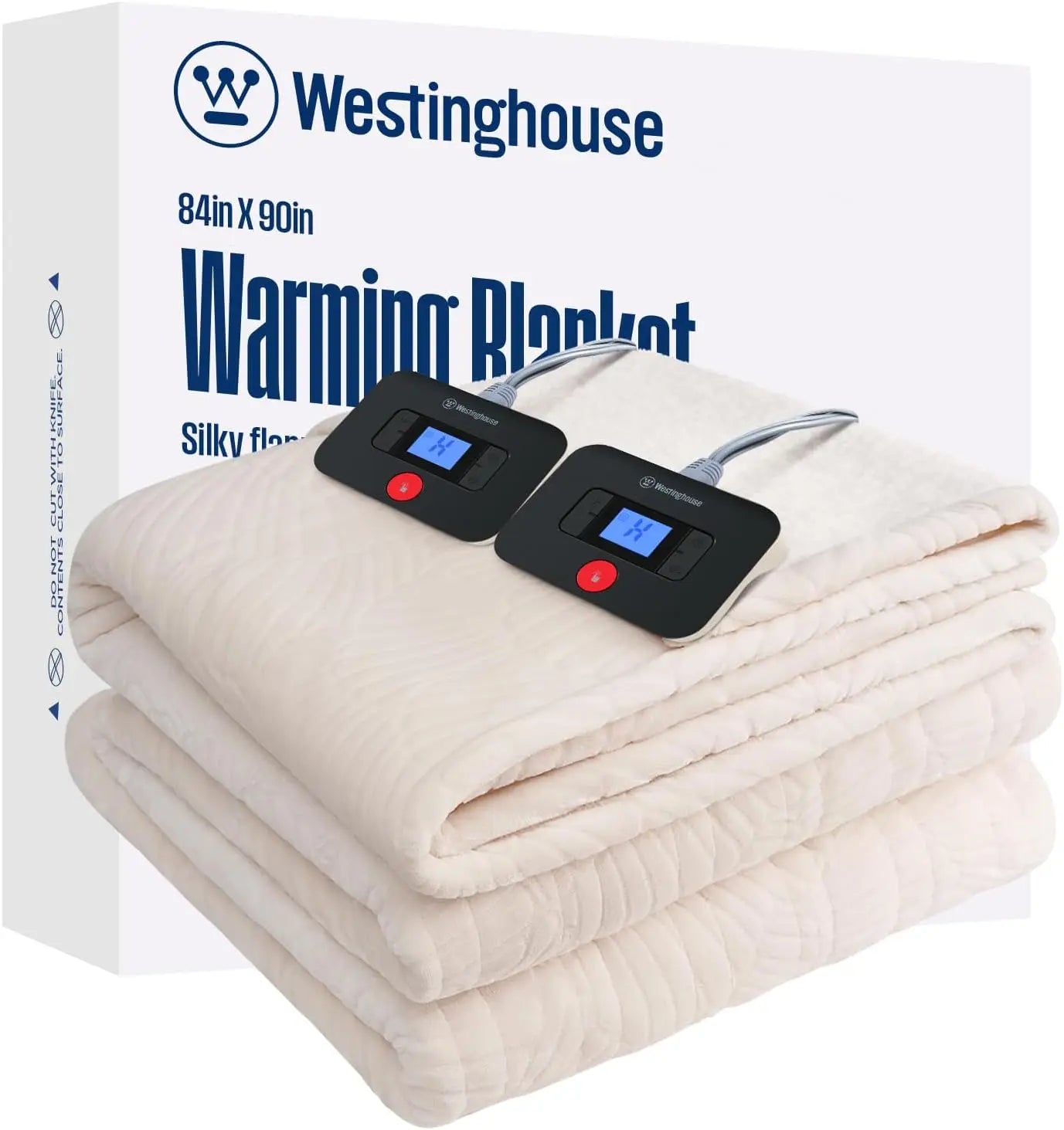 Westinghouse warming blanket with controllers on a white background