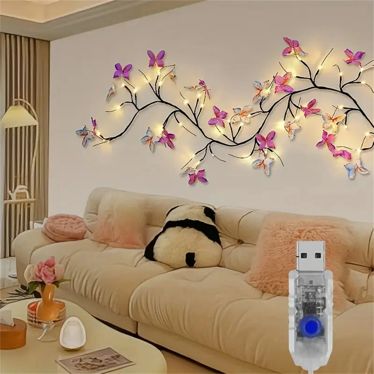 Rattan Tree Branch USB Night Light | Christmas Mood Lamp 2025