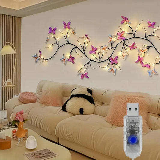 Rattan Tree Branch USB Night Light | Christmas Mood Lamp 2025