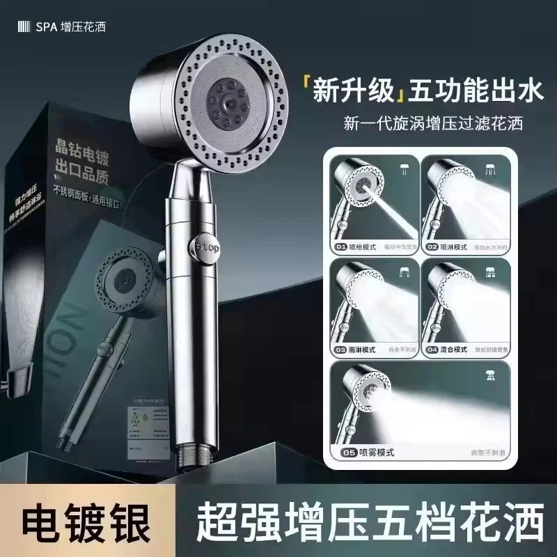 5-Mode Handheld Shower Head | High Pressure & Water Saving