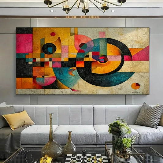 Large Abstract Geometric Canvas Wall Art | Frameless Modern Decor Abstract Canvas Print Peaceful Pleasures Health and Wellness