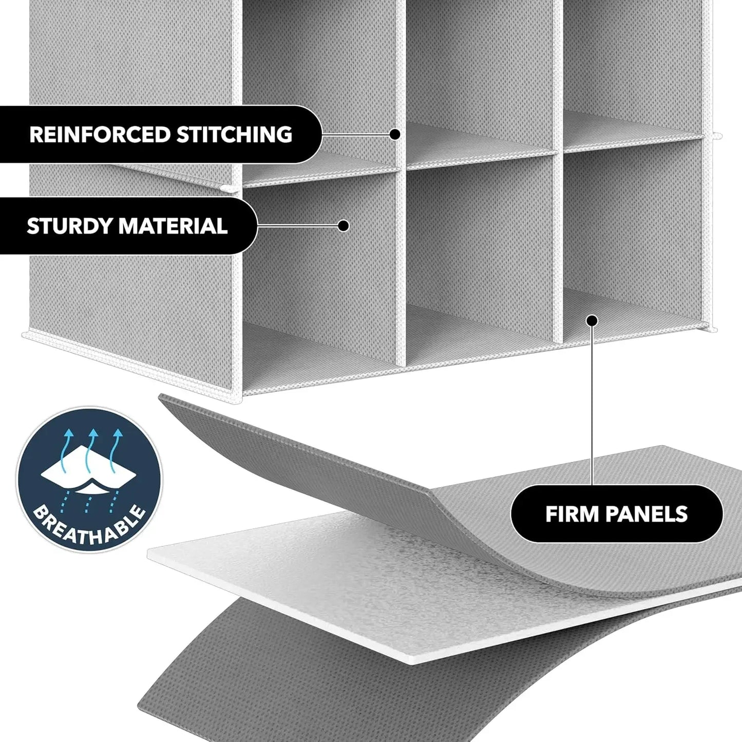 24-Section Hanging Shoe Organizer for Closet, Gray - Space-Saving Storage Solution Peaceful Pleasures Health and Wellness