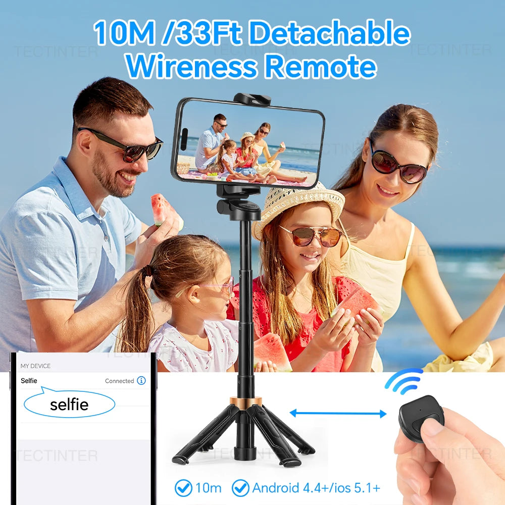 Foldable Selfie Stick Tripod for Phone Portable Extendable Stand with Wireless Remote Mini Multi-Function Tripod For IOS/Android Peaceful Pleasures Health and Wellness