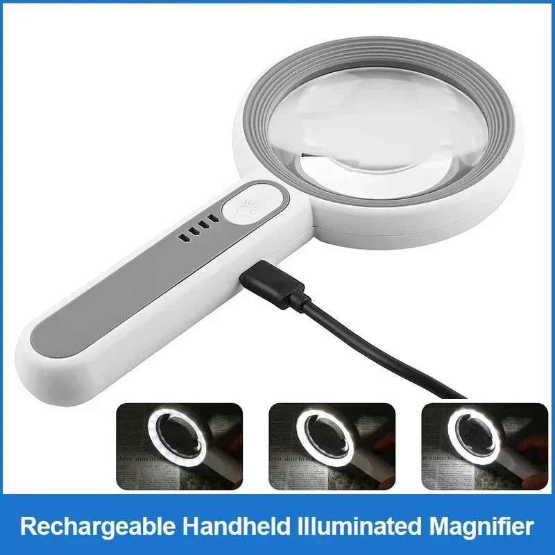 New High Power USB Charging Magnifying Glass With LED for Electronic Repair Antique Identification Peaceful Pleasures Health and Wellness