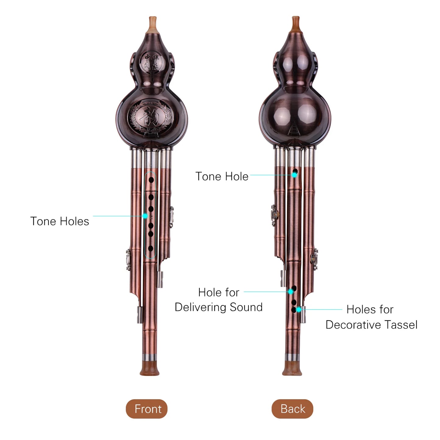 3 Tone C-key Gourd Flute Chinese Traditional Instrument Hulusi