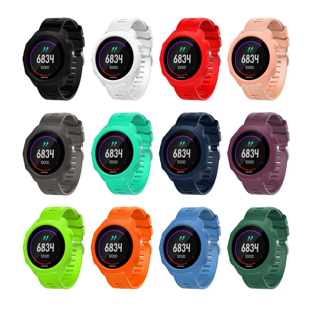 Silicone Protective Case Cover +Strap For Garmin Forerunner 245M/245 Smartwatch Strap Protector Shell Frame Protective Cases Peaceful Pleasures Health and Wellness