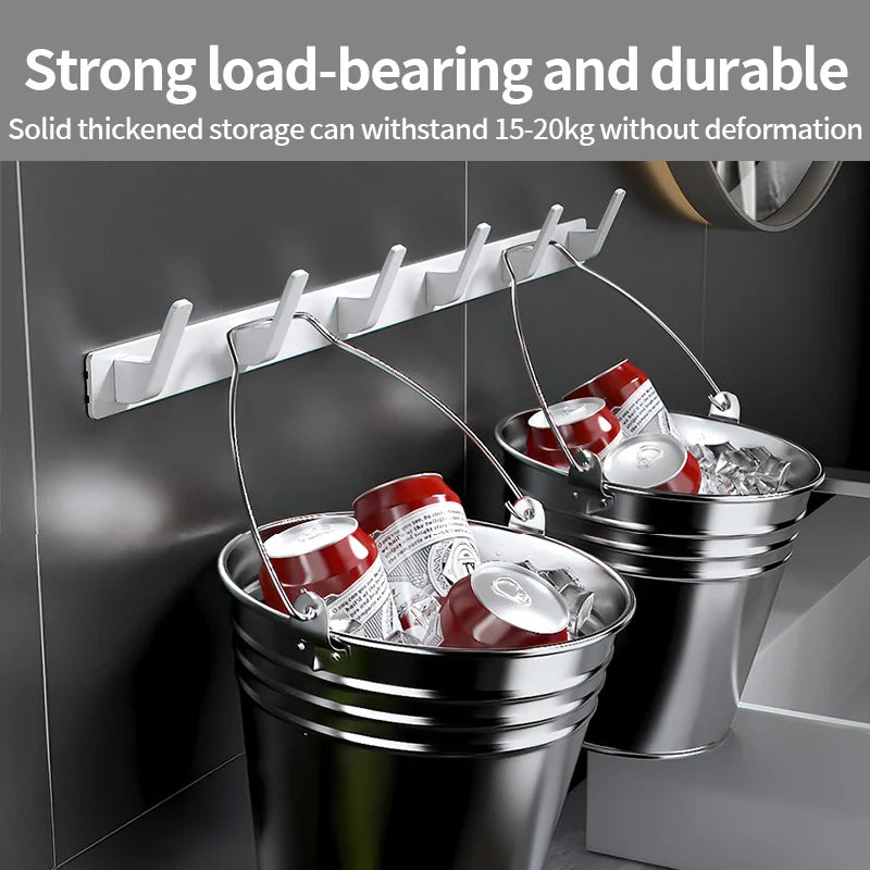 YUNJIEYA 6-Hook Aluminum Wall Rack | Kitchen & Bathroom Hooks