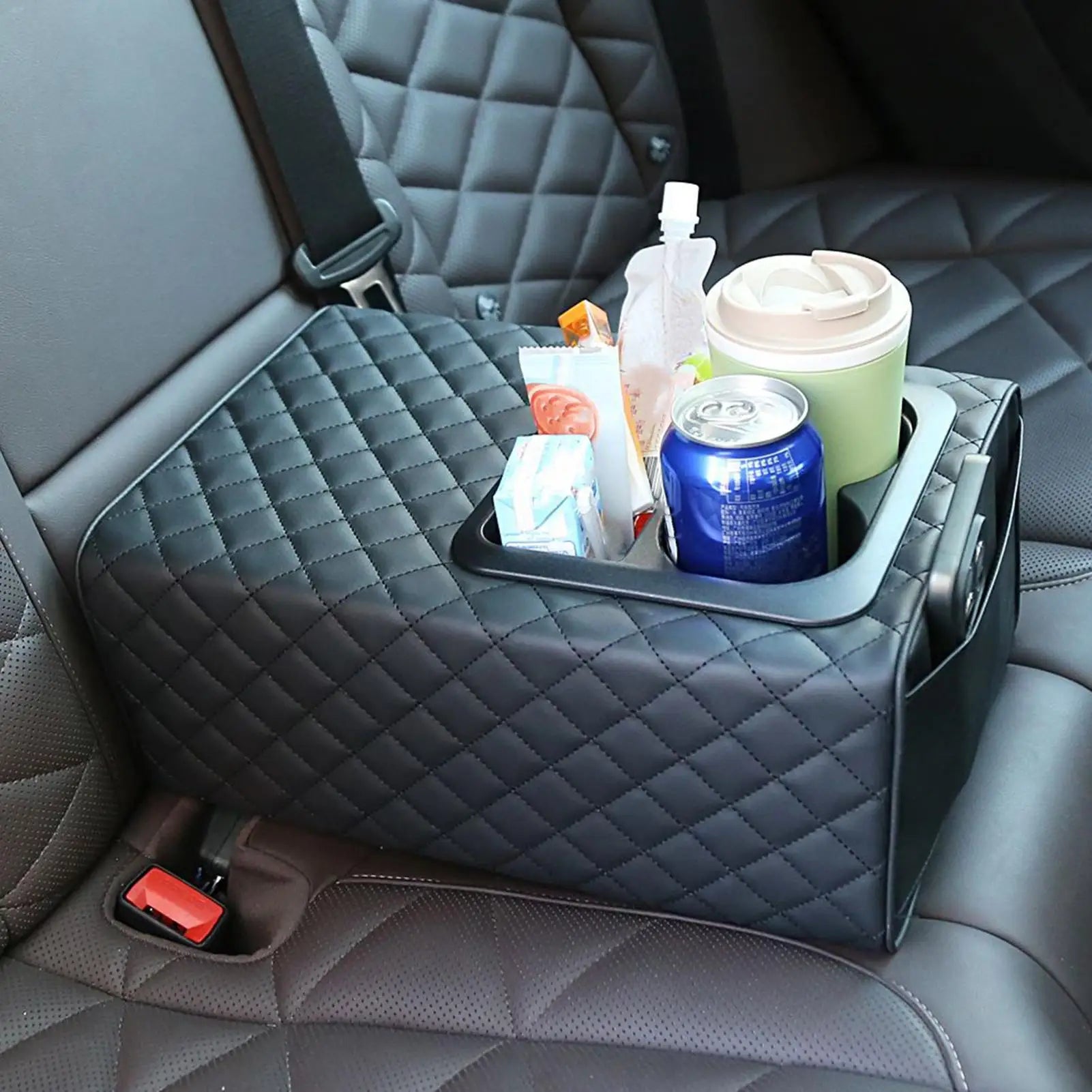 Car Center Console Armrest Cushion | Memory Foam & 2 Cup Holders Car Armrest Organizer Peaceful Pleasures Health and Wellness