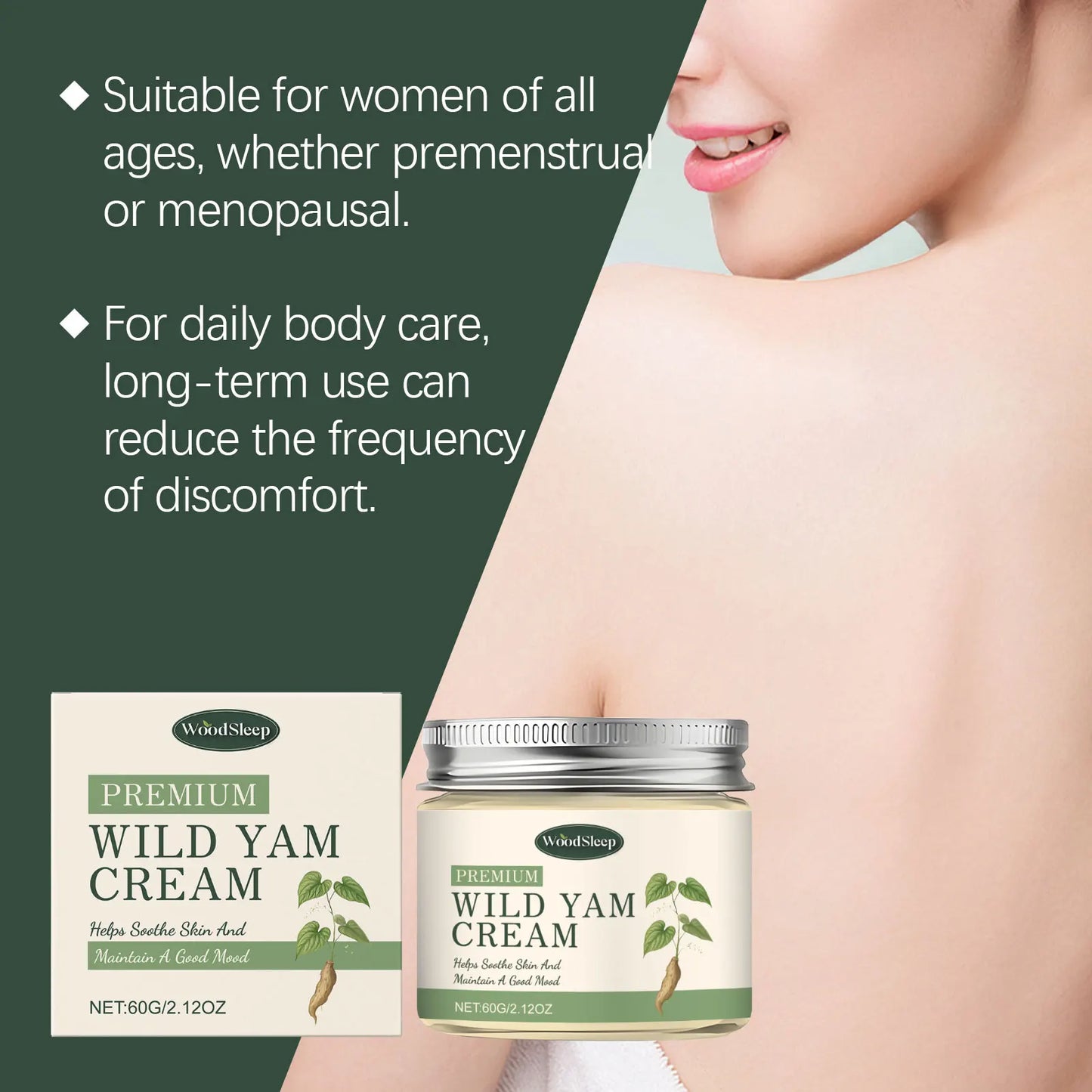 WOODSLEEP Wild Yam Body Cream – Botanical Women's Cream 60g