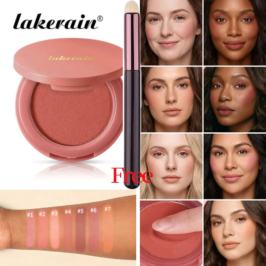 Soft Poke Bouncy Blush&Free Brush Soft Velvety Matte Finish Nude Makeup Monochrome Beginner Women's Blush Palette Cosmetic Peaceful Pleasures Health and Wellness