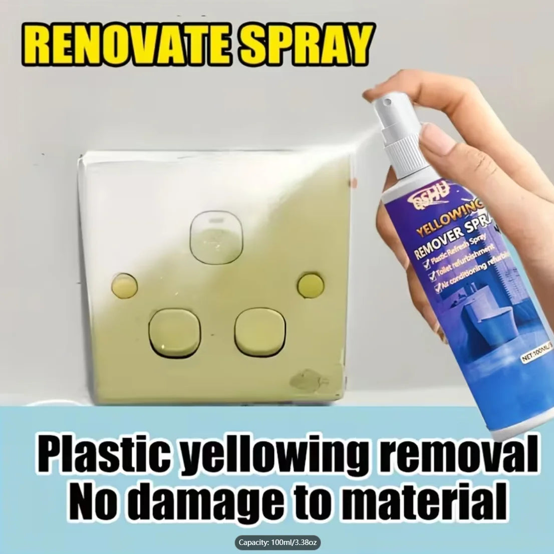 Plastic Yellowing Remover Spray 100ml – Restores White Surfaces