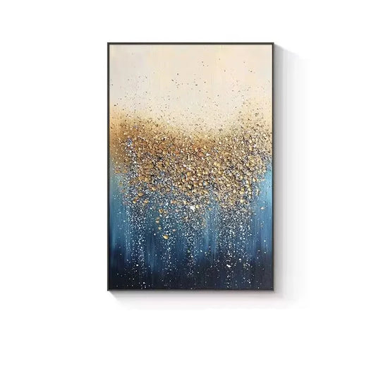 Beautiful Poster For Home Decor Pure Hand Painted Oil Painting On Canvas Gold Foil Picture High Quality Mural For Living Room Peaceful Pleasures Health and Wellness No frame 50cmx60cm