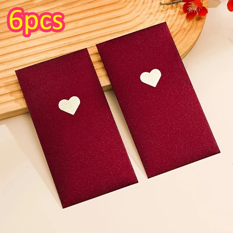 6pcs Red Love Envelopes – Valentine's Day & New Year Gift