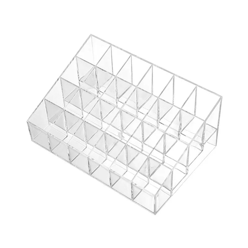 Transparent Multi-grid Lipstick Holder Women Makeup Organizer Storage Box Lipstick Display Cosmetic Jewelry Organizer Box Peaceful Pleasures Health and Wellness 24 grids L