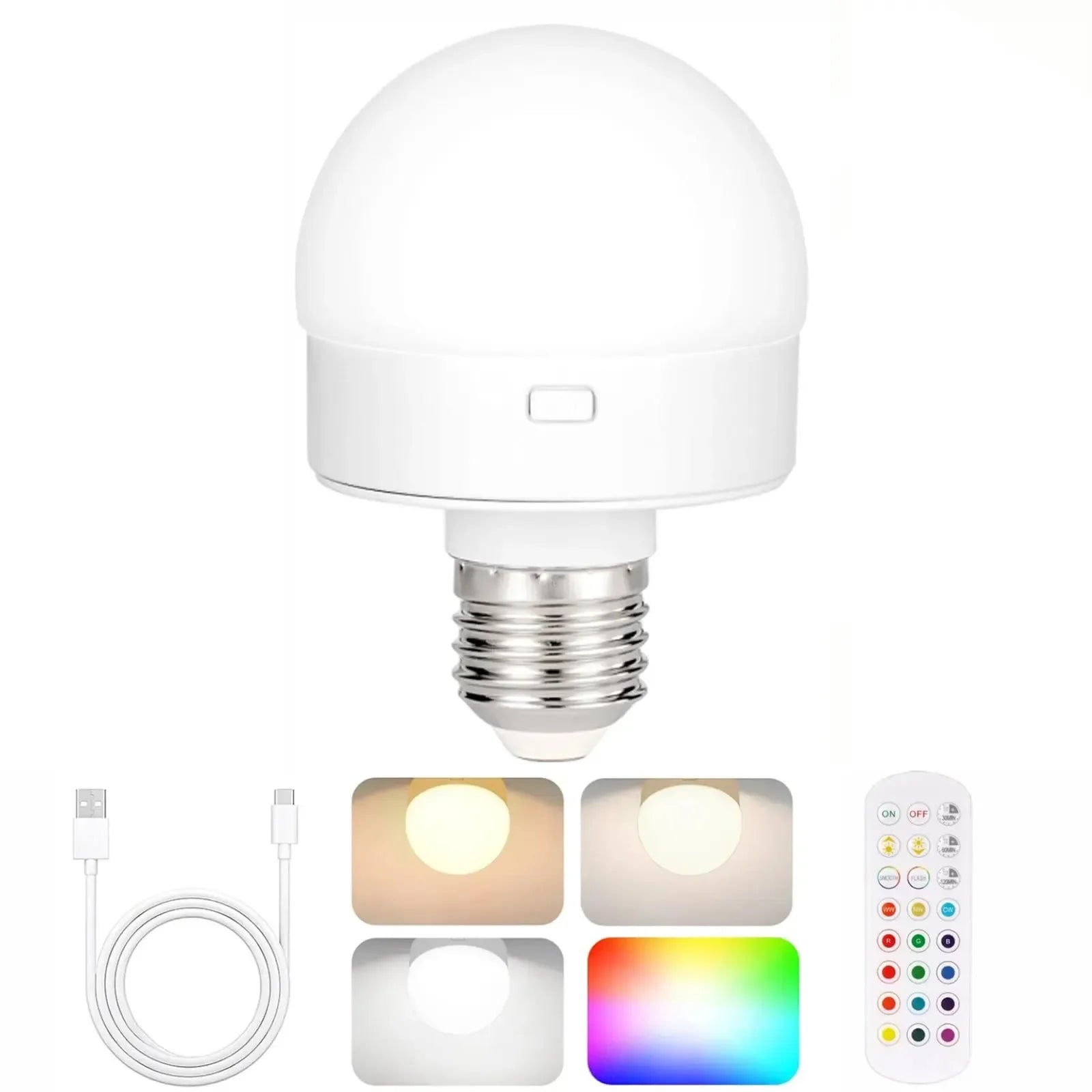 GGbingo 3 Color Temperatures Rechargeable Light Bulbs Remote Control Battery Operated Light Bulb with Timer Dimmable Lamp Peaceful Pleasures Health and Wellness 15 colors RGB 3.5W