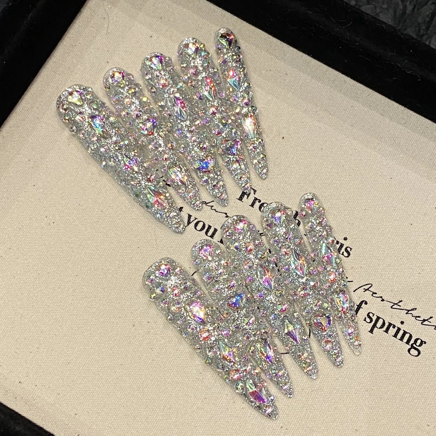 YADORNOS Rhinestone Press-On Nails | Extra Long Red Fake Nails