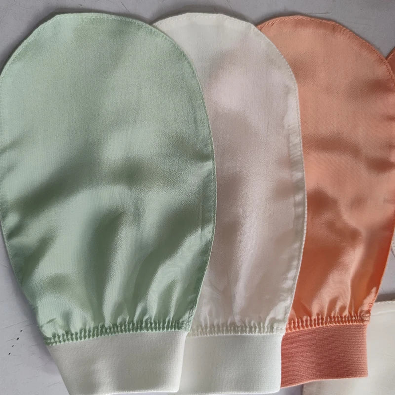 100% Silk Exfoliating Bath & Face Wash Gloves | Skin Scrub