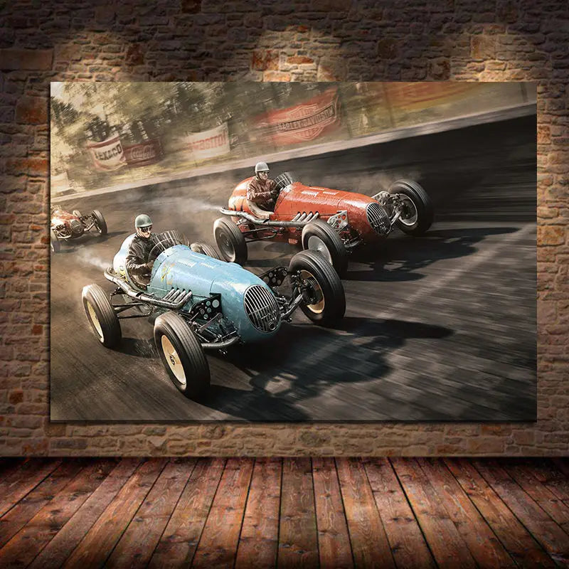 Vintage Racing Car Canvas Wall Art | Retro Classic Car Poster Canvas Wall Art Peaceful Pleasures Health and Wellness 1 40x80cm