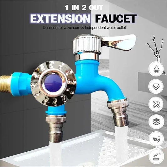 Dual Outlet Faucet Splitter | 1/2" Double Control Water Tap Faucet Splitter Peaceful Pleasures Health and Wellness