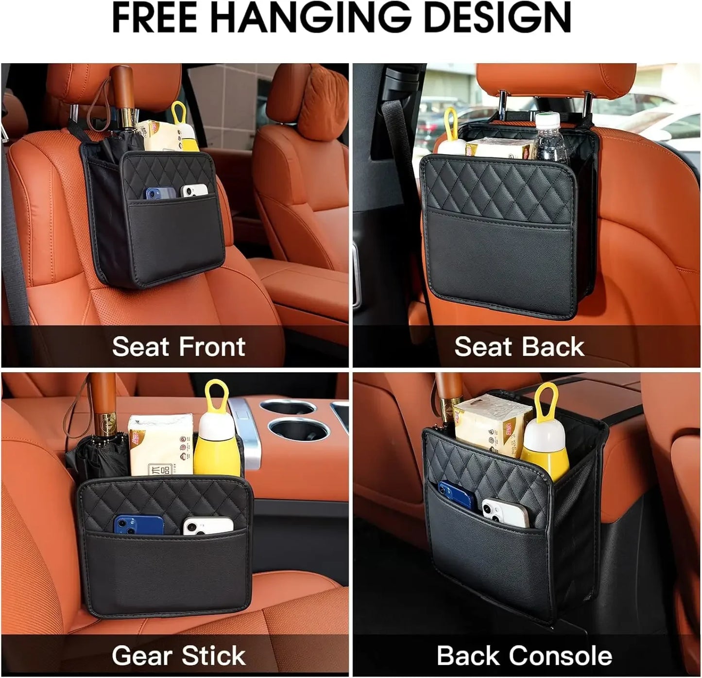Car Seat Back Organizer with Multi-Pockets, Waterproof PU Leather Storage Bag for Travel and Kids Peaceful Pleasures Health and Wellness