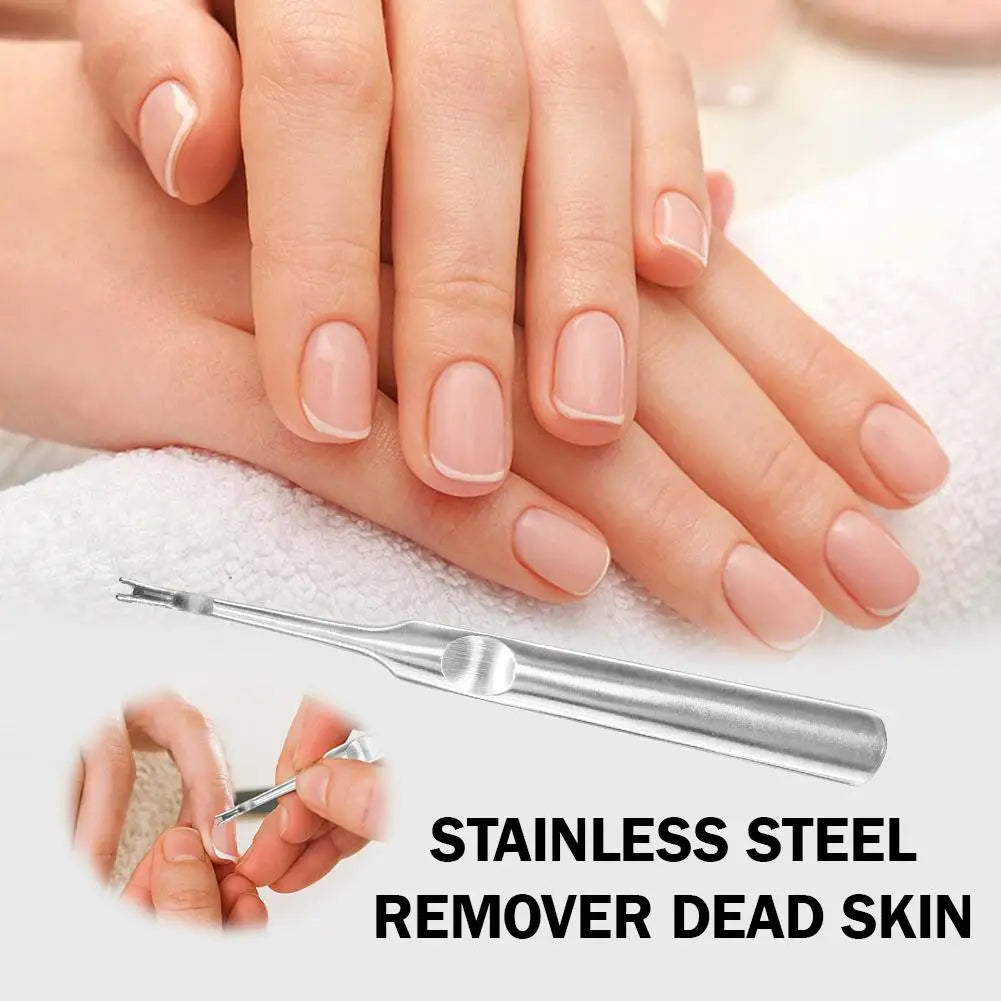 Cuticle Pusher Professional Stainless Steel Nail Cuticle Remover Callus Dead Skin Fork Nail Manicure Pedicure Tools Peaceful Pleasures Health and Wellness