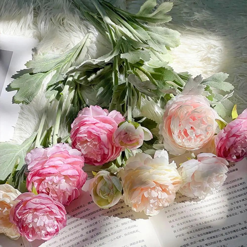 Silk Artificial Ranunculus 2-Head Faux Flower with Stem | 50cm