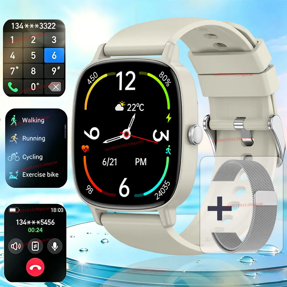 New Smart Watch Multi-sport mode Blood Pressure Sleep Health Monitoring 1.85 Inch Bluetooth Call IP68 Waterproof Smartwatch Hw12 Peaceful Pleasures Health and Wellness Silver Milan
