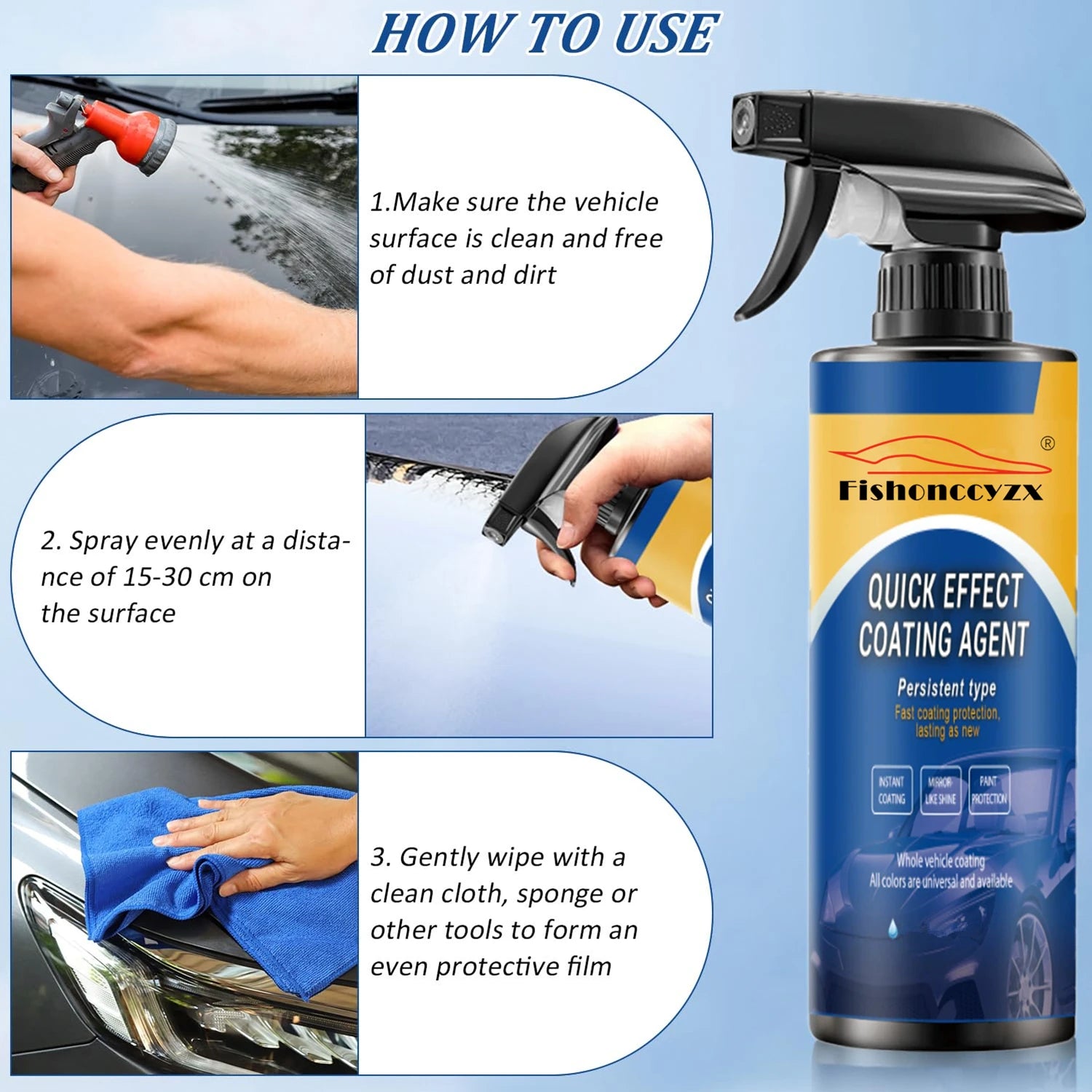 500ML Car Coating Spray Quick Effect Coating Agent Coat Car Wax Car Scratch Wax Coating Spray Oil Film Emulsion Glass Cleaner Peaceful Pleasures Health and Wellness