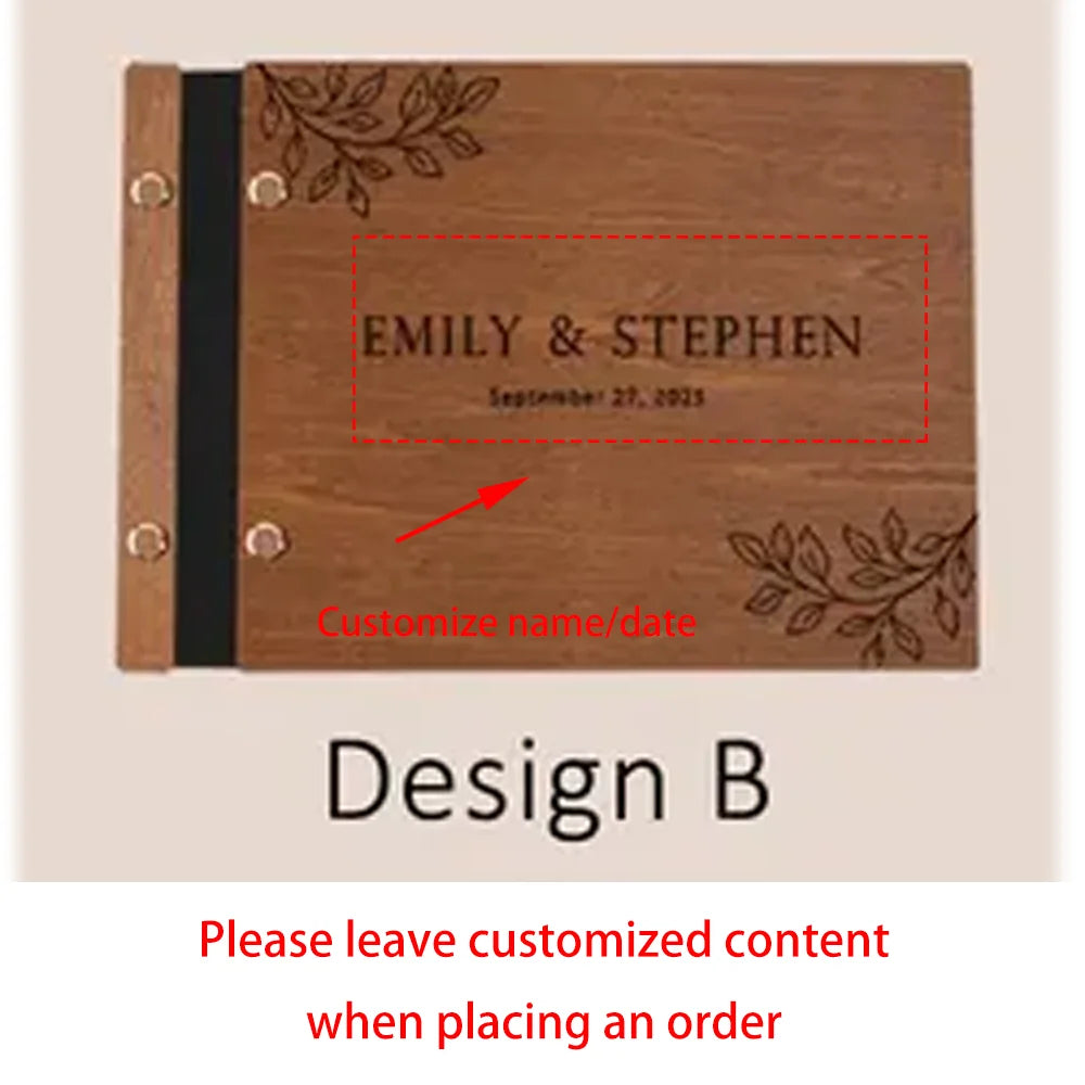 Personalized Wooden Wedding Guest Book | Engraved Keepsake