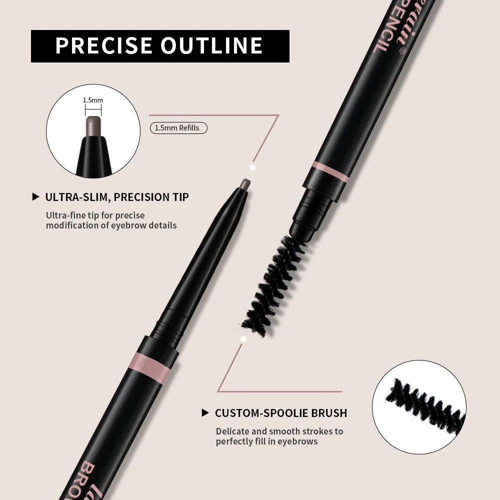 3Colors Double-headed Eyebrow Pencil Automatic Rotation Ultra-fine Eyebrow Pencil Waterproof Makeup Free Eye Cosmetics For Women Peaceful Pleasures Health and Wellness
