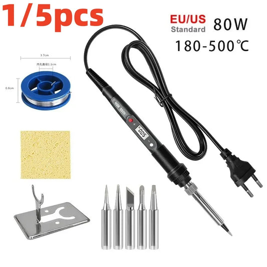 80W LCD Digital Soldering Iron | Adjustable Temp 220V | 1-5 Pack