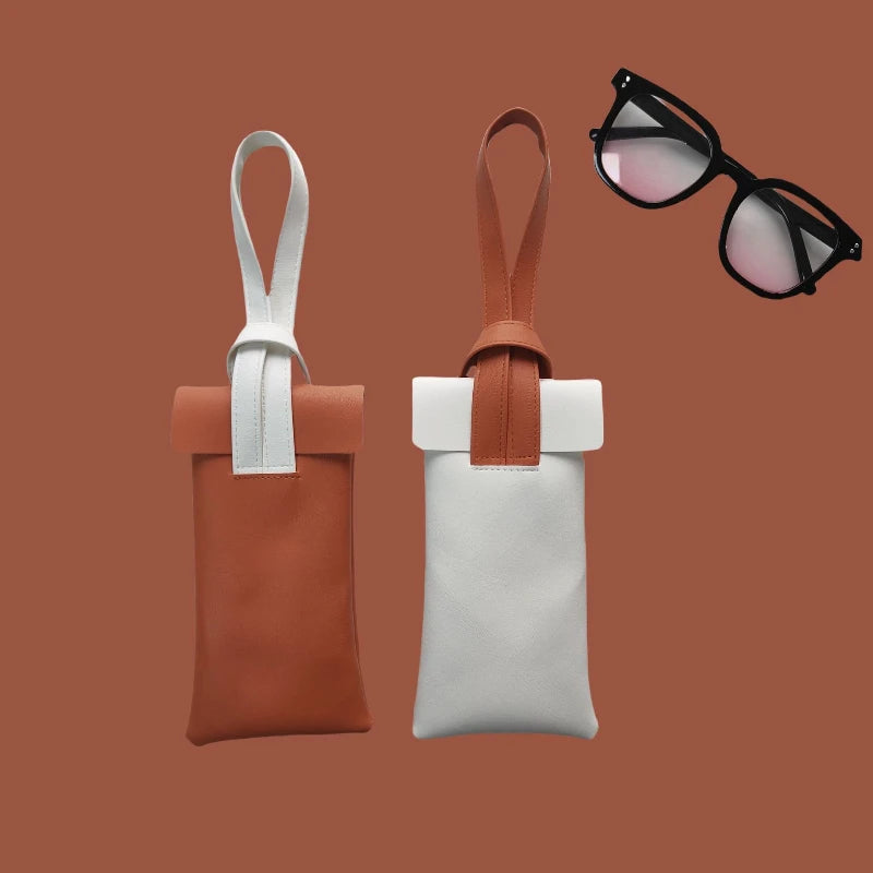 Genuine Leather Dustproof Eyewear Pouch | Contrast Color